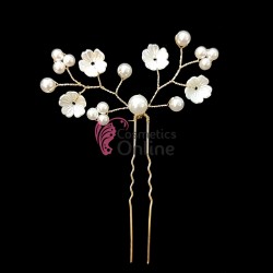 Ac metalic pentru par ACM004UU Auriu cu perle sidefate